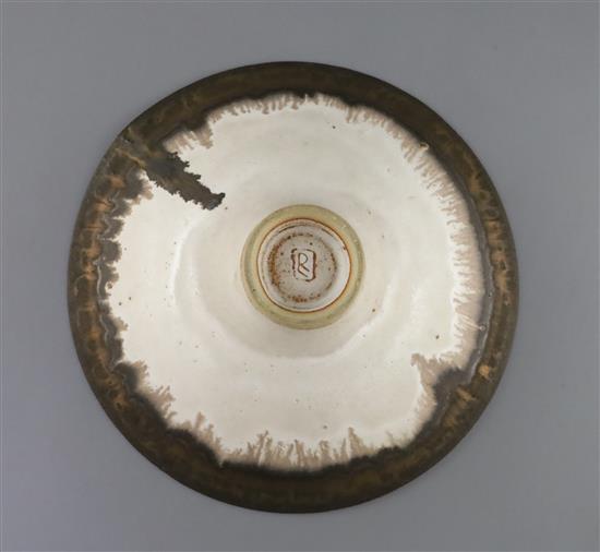Dame Lucie Rie (1902-1995). A fine stoneware conical bowl, 25.5cm diameter, H. 9cm
